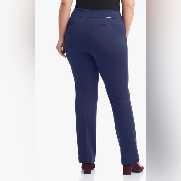 Rekucci Curvy 14W Secret Figure Knit Straight Navy Pant W/Tummy Control - Picture 3 of 5